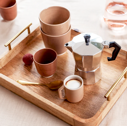 Return to Sender Dienblad 28 x 35 cm mangohout met messing handvatten - vtwonen shop