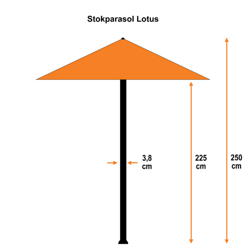Garden Impressions stokparasol Lotus koper 250x250 cm met 40kg Eureka voet en hoes