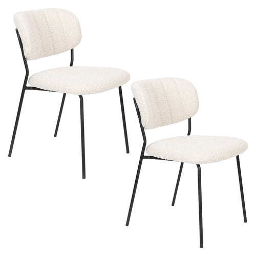 Housecraft Living Jolien Eetkamerstoelen Zwart/Bouclé - Set van 2 - vtwonen shop