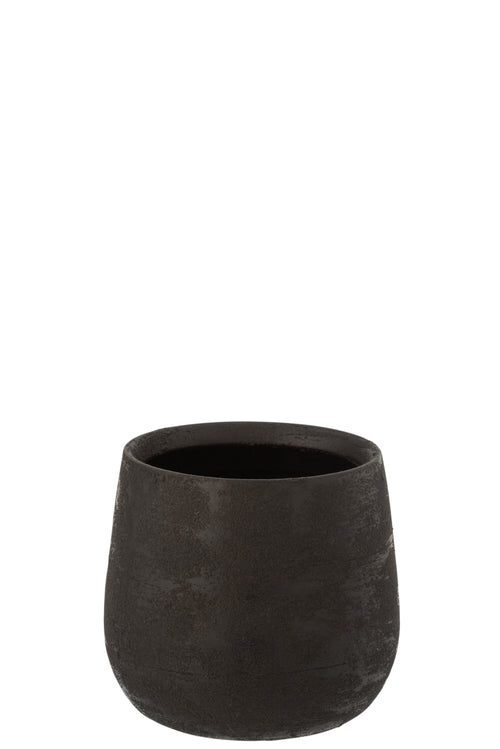 J-Line bloempot Oneffen - keramiek - zwart - medium - Ø 19 cm