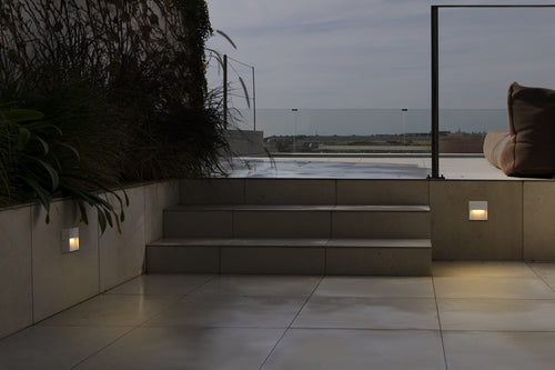 Faro Dune Dune Square LED buitenwandlamp, mat wit, IP65, kleurtemperatuur 2200-4000K