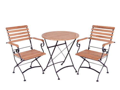 MaximaVida inklapbare ronde acacia bistroset Toscana 70 cm zwart- stoelen met armleuning - vtwonen shop