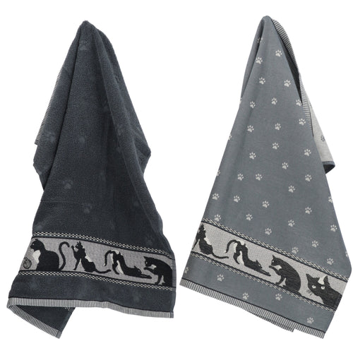Luxe Keukendoek en Theedoek Kat Antraciet -  Bunzlau Castle - 100% biologisch GOTS katoen