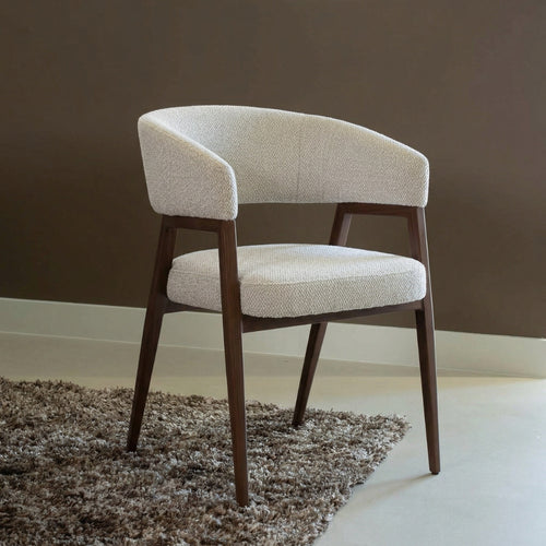 DÉJA Living Eetkamerstoel Fureso - Beige/Walnoot - Set van 2