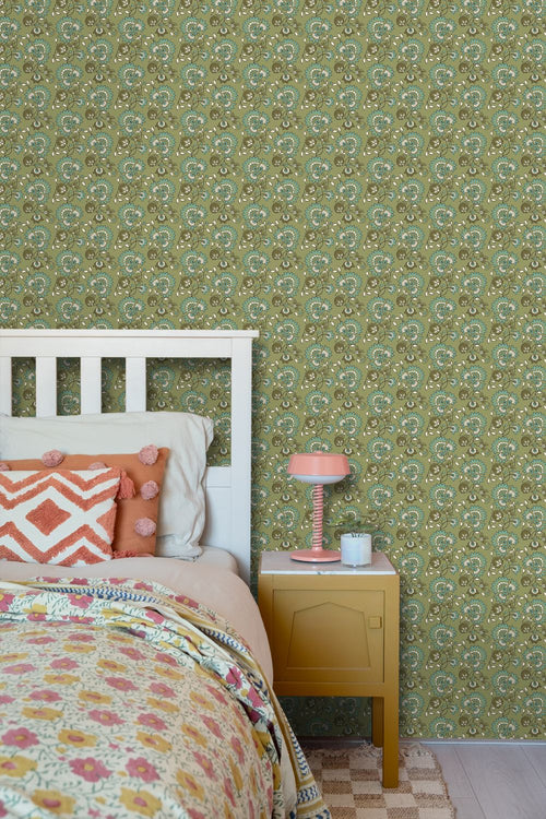 ESTAhome behang vintage bloemen groen - 50 x 900 cm - 131819