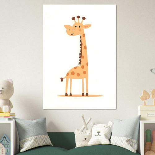 Artfulprints Poster Kleine giraffe   - 30x40 cm - Geel