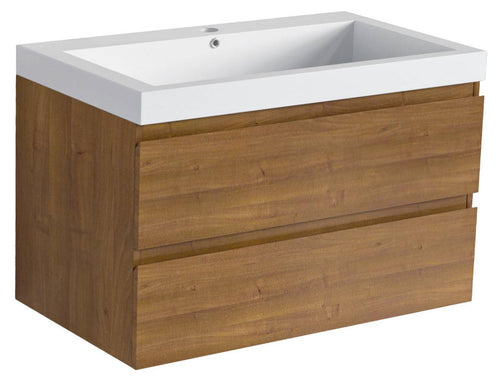LOMAZOO badkamermeubel Monaco - zwevend - wit - warm eiken - 80 cm