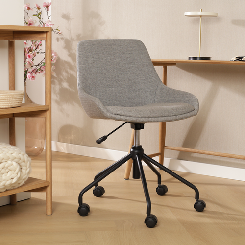 Nolon Nout-Isa Bureaustoel Warm Grijs - Stof - Zwart Onderstel - vtwonen shop