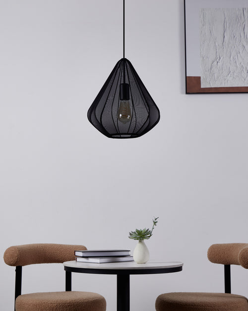 EGLO hanglamp Dolwen - e27 - ø 33,5 cm - zwart - textiel