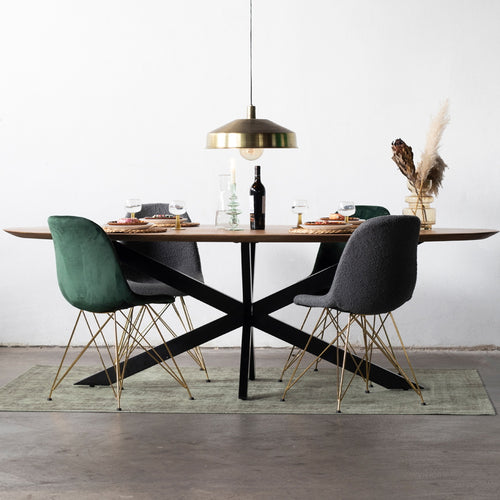 Giga Meubel Eettafel Diamond - Naturel Hout/Metaal - 160x90x78cm