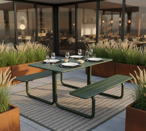 MaximaVida metalen picknicktafel Max olijfgroen - 150 cm - vtwonen shop