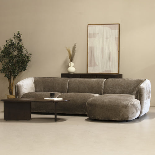 Giga Meubel Chaise Longue Bank Lille - 3-Zits - Rechts - Taupe - Stof - vtwonen shop