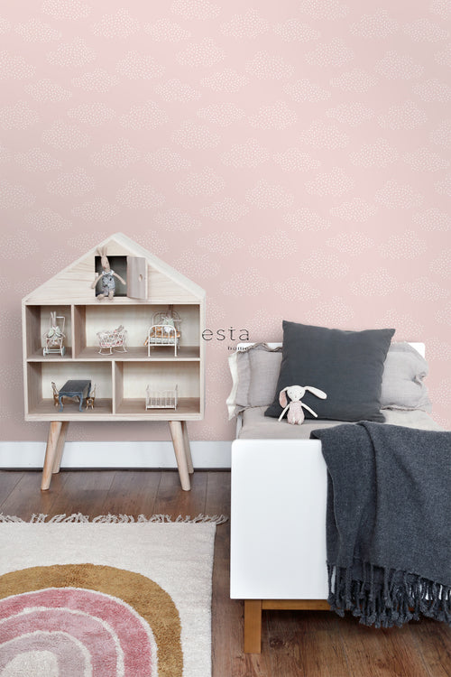 ESTAhome behang wolkjes zacht roze - 50 x 900 cm - 139516