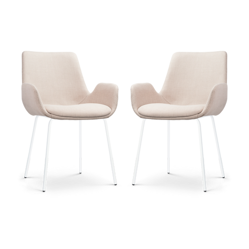 Nolon Nora-Eef Eetkamerstoelen Set van 2 - Beige - Witte Poten