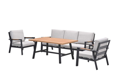 Elati lounge-dining sofa set-4-dlg.-c. black - sand - light teaklook - vtwonen shop