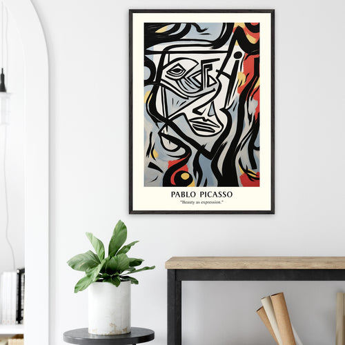 Artfulprints Poster met Lijst Pablo Picasso - Beauty as expression   - A4 21x29.7 cm - Meerkleurig