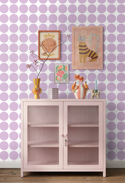 ESTAhome behang grote bollen lila paars - 50 x 900 cm - 131559