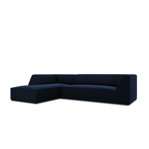 Cosmopolitan Design - Modulaire hoekbank links Siena 4-zits, flueel koningsblauw - 180x273x69cm