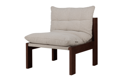 noo.ma Huno Lounge Chair - bouclé fauteuil, hout, Cocoa Brown & Desert Beige