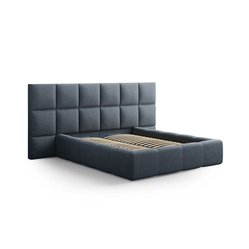 Cosmopolitan Design - Opbergbed met hoofdeinde Livigno 200x140cm structurele stof donkerblauw - 230x200x125cm