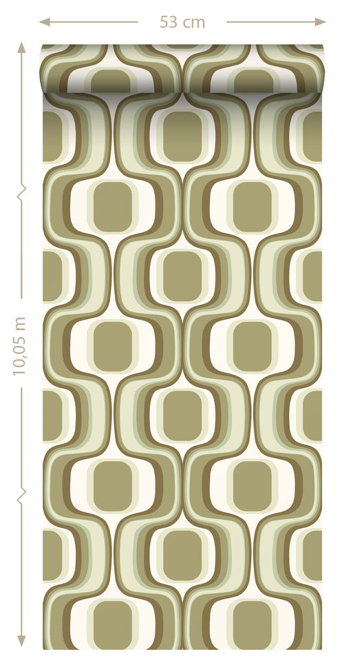 ESTAhome behang retro ornamenten groen - 50 x 900 cm - 131586