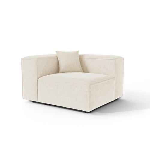 Sia Home - Linkerhoekmodule CUBI - Chenille fluweel - Crème - 121cm