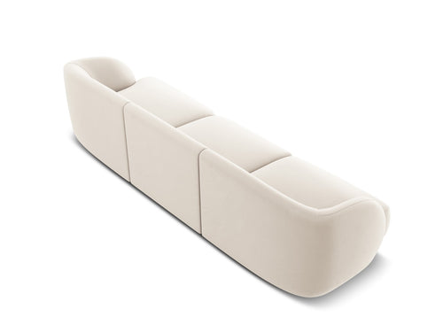 Micadoni Bank Miley 3-zits, flueel, lichtbeige - 90x255x70cm