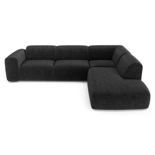 Sia Home - Rechte hoekbanken MYRA - Fluweel met patroon - Zwart - 269cm