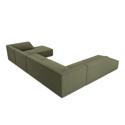 Cosmopolitan Design - Panoramische hoekbank links Siena 7-zits, ribfluwelen groente - 273x366x69cm