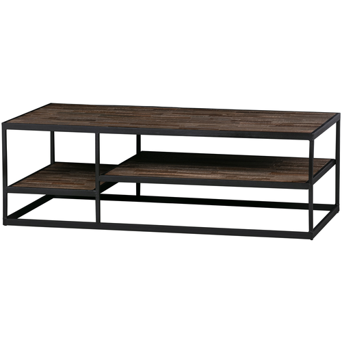 WOOOD salontafel Vic - Hout/Metaal - Teak/Zwart - 40x120x60 - vtwonen shop