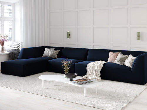 Micadoni linker hoekbank Ruby 5-zits, flueel, koningsblauw - 180x366x69cm