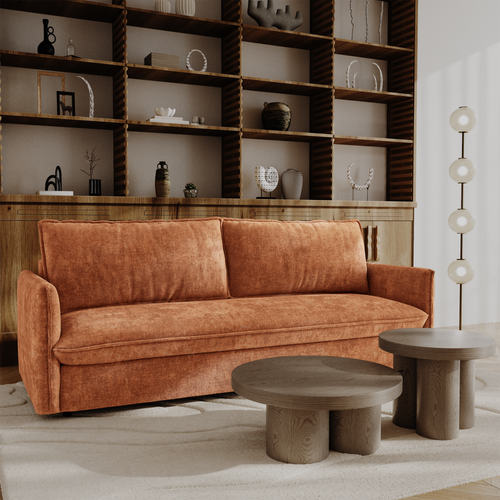 Premium Interiors - Snel uitklapbare slaapbank AVA - gewaafd fluweel terracotta 198cm