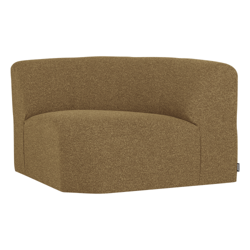 WOOOD hoekelement rond Mojo Base - Bouclé - Geel/Bruin Melange - 74x110x110