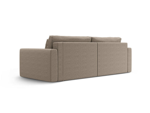 Cosmopolitan Design Omkeerbare converteerbare hoekbank met opbergdoos Belfast 3-zits, structurele stof donkerbeige - 149x240x84cm