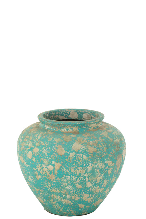 J-Line vaas Pot Antique Rond - cement - azuur - Ø 60 cm - vtwonen shop
