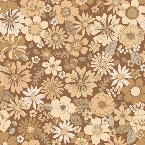 ESTAhome behang retro bloemen beige en bruin - 50 x 900 cm - 130965 - vtwonen shop