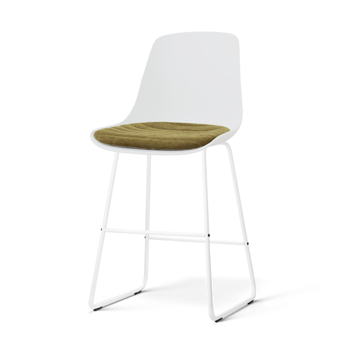 Nolon Nino-Liv barkruk wit met mosgroen zitkussen - wit onderstel - 65 cm