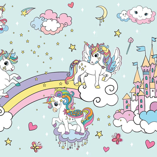 Sanders & Sanders fotobehang unicorns lichtblauw - 375 x 270 cm - 601465