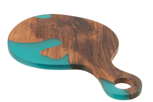 J-Line snijplank Modern - hout/epoxyhars - naturel/blauw