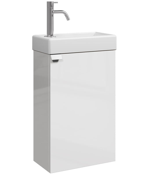 Badplaats Toiletmeubel Apollo 40 x 22 cm – Hoogglans Wit – Fonteinmeubel met Wastafel