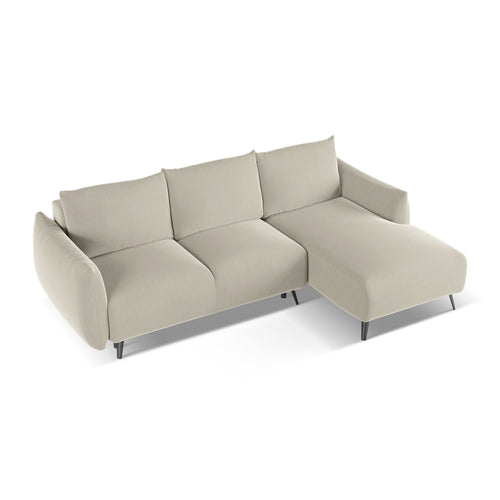 LaMiaSofa hoekbank rechts Genova - velours - parel - 242x162x86