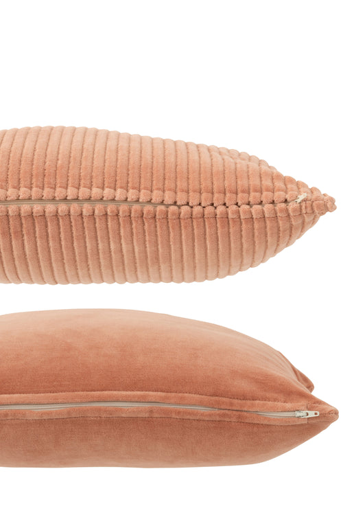 J-Line kussen Velvet Vierkant - katoen - roze - 2 stuks - vtwonen shop