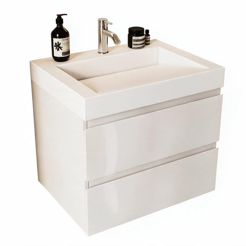 LOMAZOO badkamermeubel Zarivo - witte wastafel - glanzend wit - 60 cm
