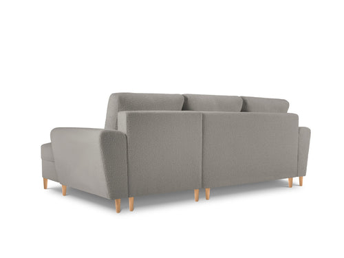 Cosmopolitan Design Converteerbare hoekbank rechts met opbergdoos Kyoto 4-zits, boucle, grijs - 145x241x88cm