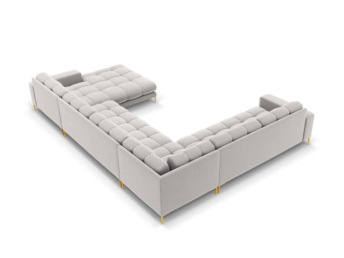 Cosmopolitan Design Panoramische hoekbank links Bali 7-zits, flueel, geld - 256x327x75cm