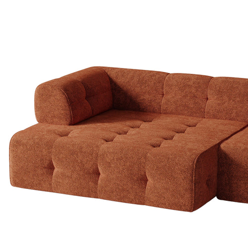 Sia Home - Hoekbanken links CHARLIE - Chenille fluweel - Terracotta - 238cm - vtwonen shop