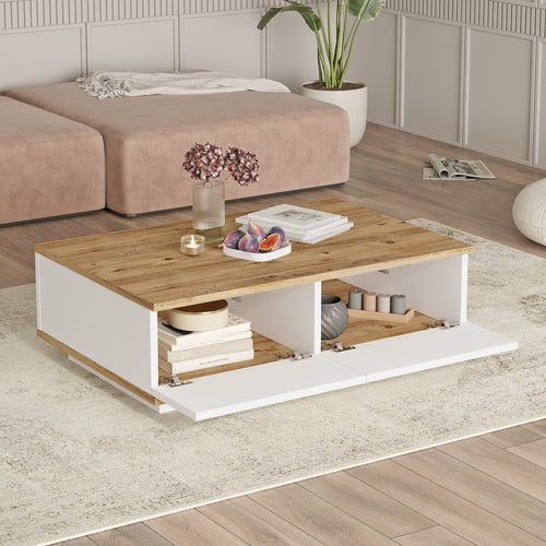 CALICOSY - Rechthoekige salontafel - Litch hout - 60x90x28,6 cm