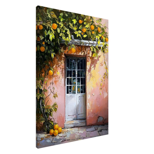Artfulprints Canvas Mediterranean orange tree canvas - 60x90 cm - Oranje