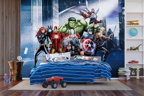 Sanders & Sanders fotobehang The Avengers blauw, groen en rood - 375 x 270 cm - 601034