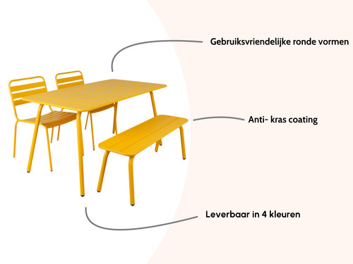 MaximaVida metalen tuinset Max 150 cm okergeel - 4-delig bank zonder rugleuning - vtwonen shop